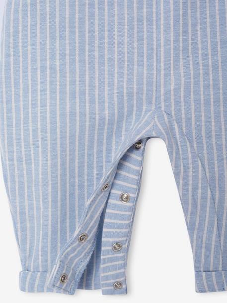 Set overhemd en salopette newborn in linnen en katoen blauw+klei - vertbaudet enfant 