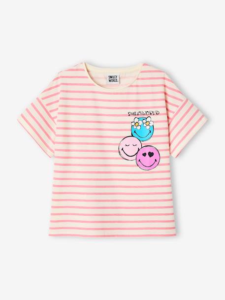 T-shirt Smiley® World gestreept roze, gestreept - vertbaudet enfant 