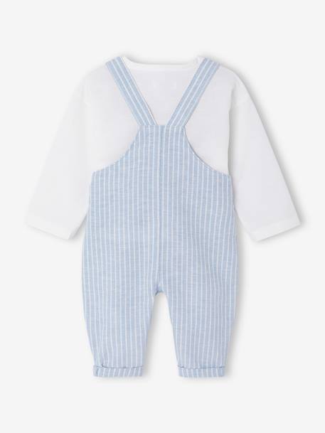 Ensemble bébé naissance cérémonie chemise salopette en lin et coton argile+bleu - vertbaudet enfant 
