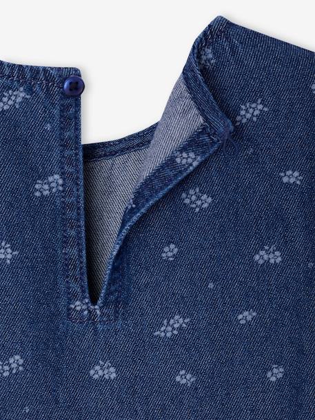 Robe manches ballon fille denim brut+stone+vanille - vertbaudet enfant 