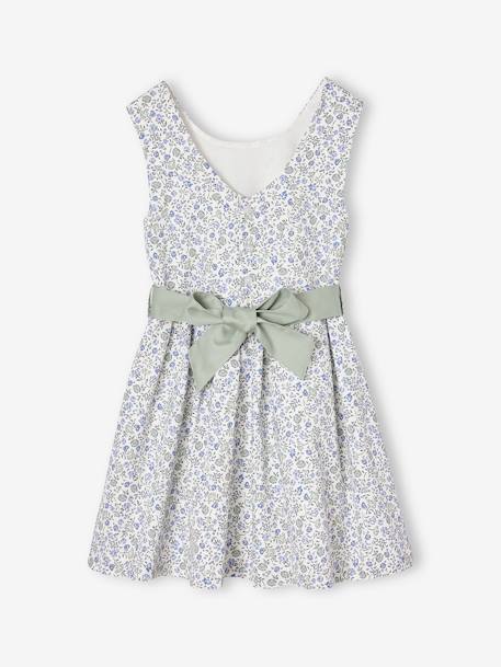Robe de cérémonie motifs fleurs fille blanc imprimé+bleu+rose imprimé - vertbaudet enfant 