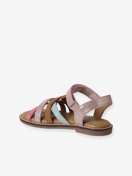 Sandalen met klittenband van leer voor kinderen, kleuterschoolcollectie meerkleurig - vertbaudet enfant 