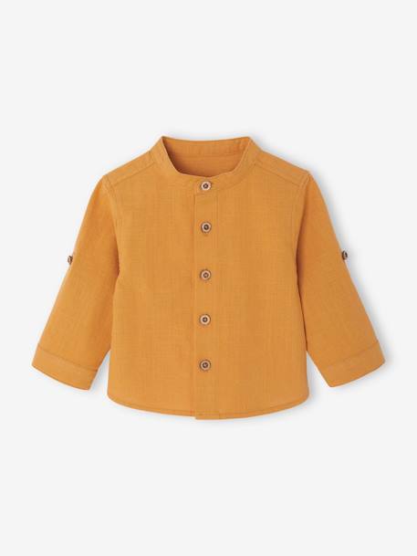 Babyhemd met opgerolde mouwen okergeel - vertbaudet enfant 