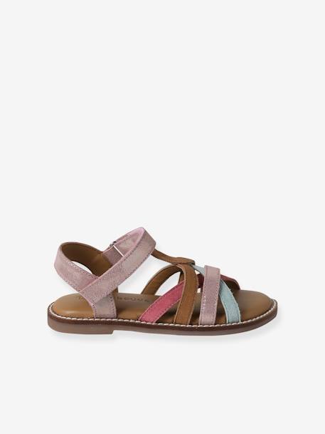 Sandalen met klittenband van leer voor kinderen, kleuterschoolcollectie meerkleurig - vertbaudet enfant 