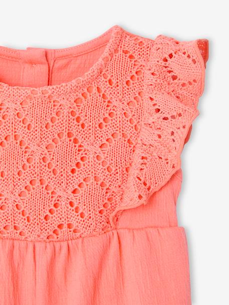 Combishort voor baby's van twee materialen karamel+koraal - vertbaudet enfant 