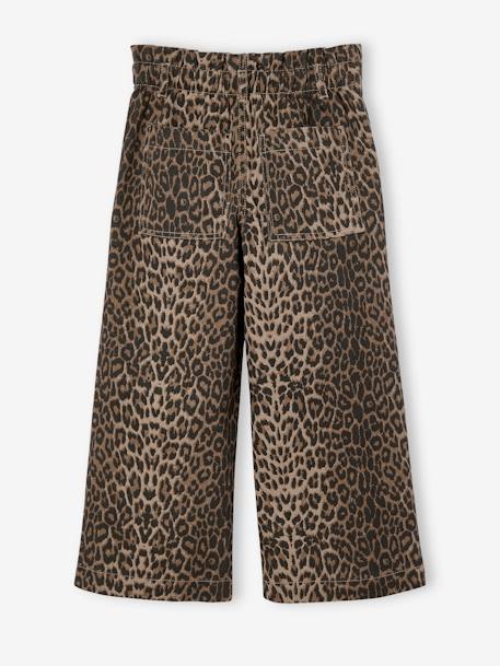 Pantalon fille large imprimé beige+chocolat - vertbaudet enfant 