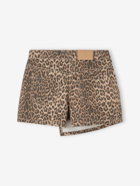 Jupe short asymétrique motif léopard fille beige - vertbaudet enfant 