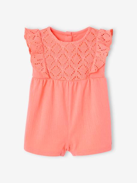 Combishort voor baby's van twee materialen karamel+koraal - vertbaudet enfant 