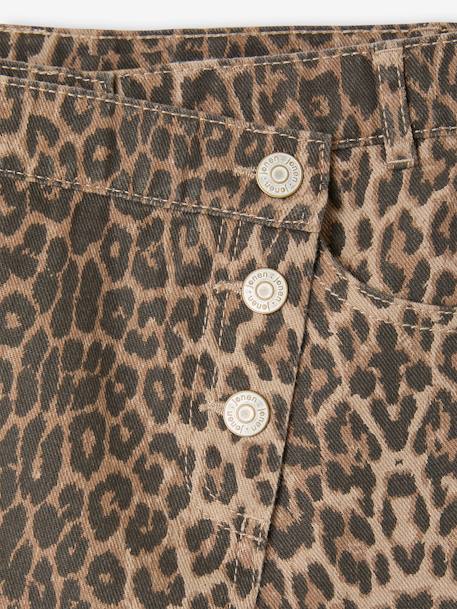 Jupe short asymétrique motif léopard fille beige - vertbaudet enfant 