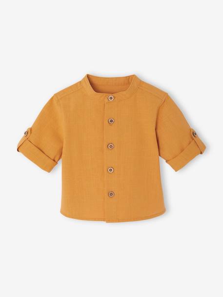 Babyhemd met opgerolde mouwen okergeel - vertbaudet enfant 