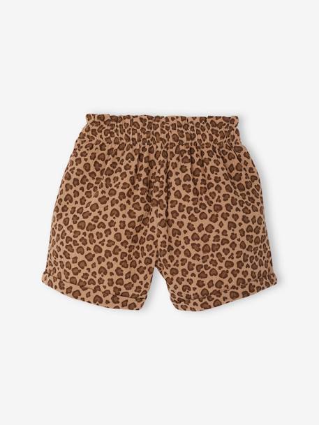 Short en gaze de coton style 'paperbag' fille beige+bleu pâle+vert sauge - vertbaudet enfant 