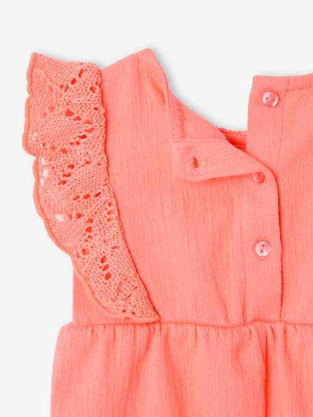 Combishort voor baby's van twee materialen karamel+koraal - vertbaudet enfant 