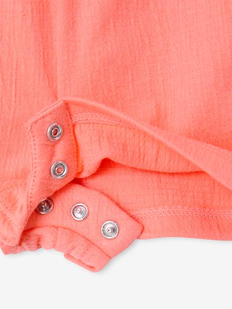 Combishort voor baby's van twee materialen karamel+koraal - vertbaudet enfant 