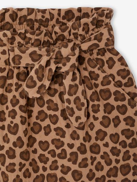 Short en gaze de coton style 'paperbag' fille beige+bleu pâle+vert sauge - vertbaudet enfant 