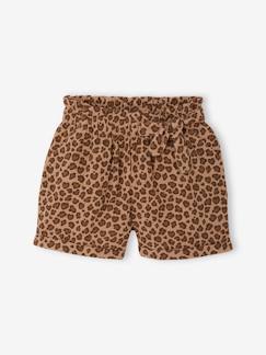 -Short en gaze de coton style "paperbag" fille