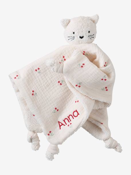 Coffret doudou personnalisable + anneaux de dentition + lange avec mallette CHERRY rouge - vertbaudet enfant 