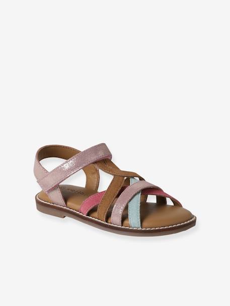 Sandalen met klittenband van leer voor kinderen, kleuterschoolcollectie meerkleurig - vertbaudet enfant 