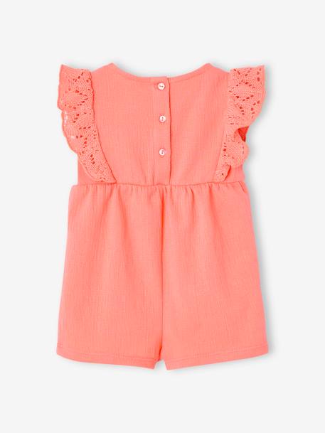 Combishort voor baby's van twee materialen karamel+koraal - vertbaudet enfant 