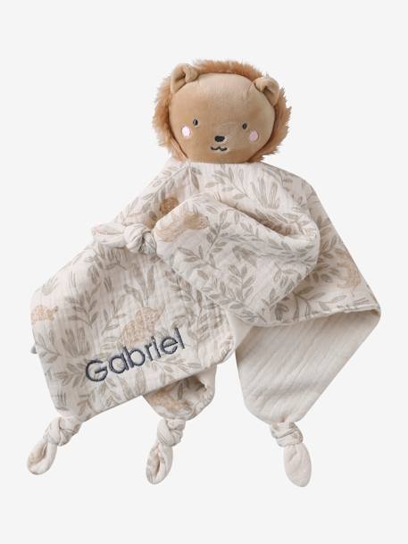 Doudou personnalisable en gaze de coton + hochet et valisette BABYLON vert - vertbaudet enfant 