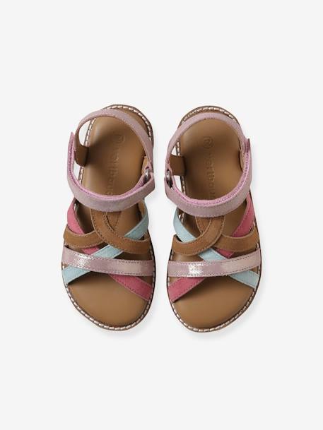 Sandalen met klittenband van leer voor kinderen, kleuterschoolcollectie meerkleurig - vertbaudet enfant 
