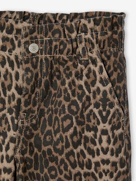 Pantalon fille large imprimé beige+chocolat - vertbaudet enfant 