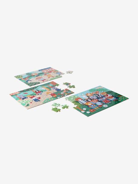 3 evolutionaire kartonnen puzzels van 36 tot 60 stukjes De vrolijke dieren meerkleurig - vertbaudet enfant 