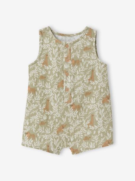 Combishort met print voor pasgeborene kaki - vertbaudet enfant 