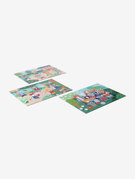 3 evolutionaire kartonnen puzzels van 36 tot 60 stukjes De vrolijke dieren meerkleurig - vertbaudet enfant 