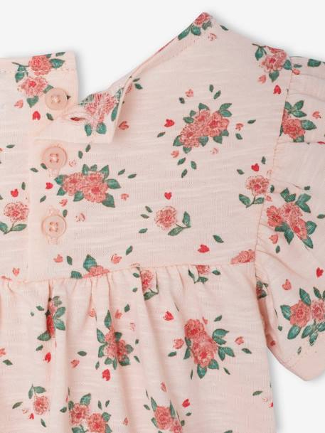 Biologisch katoenen bloemetjes T-shirt voor baby's lichtroze - vertbaudet enfant 