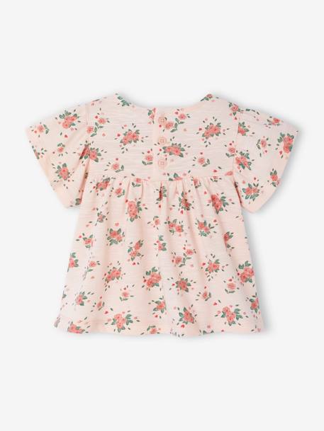 Biologisch katoenen bloemetjes T-shirt voor baby's lichtroze - vertbaudet enfant 