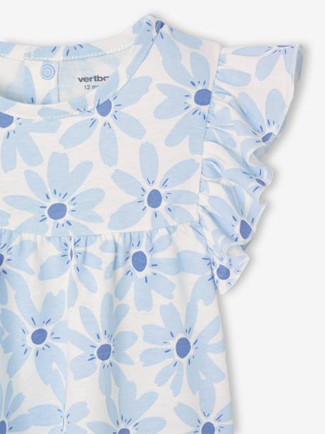 T-shirt manches volantées bébé bleu ciel+fuchsia - vertbaudet enfant 