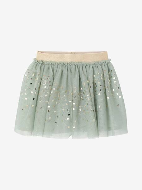 Ensemble bébé fille cérémonie T-shirt et jupon en tulle vert sauge - vertbaudet enfant 