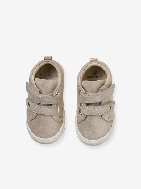 Bottillons à scratchs cuir souple bébé premiers pas beige imprimé+bleu imprimé+bois de rose+bronze+mauve+or+rose+rose poudré+turquoise - vertbaudet enfant 