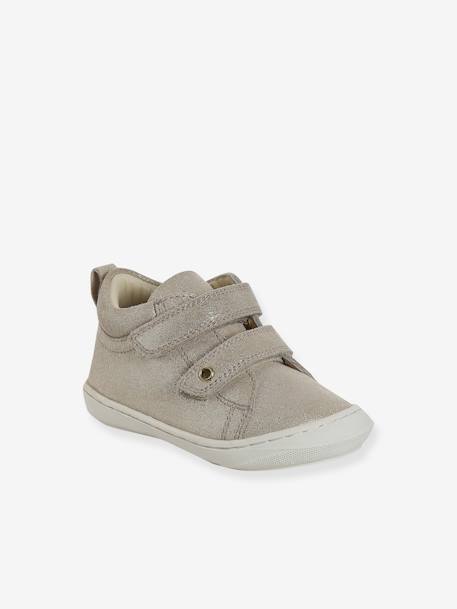 Bottillons à scratchs cuir souple bébé premiers pas beige imprimé+bleu imprimé+bois de rose+bronze+mauve+or+rose+rose poudré+turquoise - vertbaudet enfant 