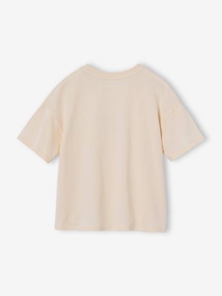 Bedrukt meisjesshirt met korte mouwen antraciet+beige+lichtgeel+vanille+zandbeige - vertbaudet enfant 