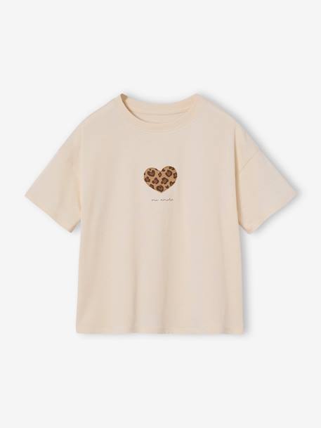 T-shirt fille imprimé manches courtes anthracite+beige+jaune pâle+sable+vanille - vertbaudet enfant 