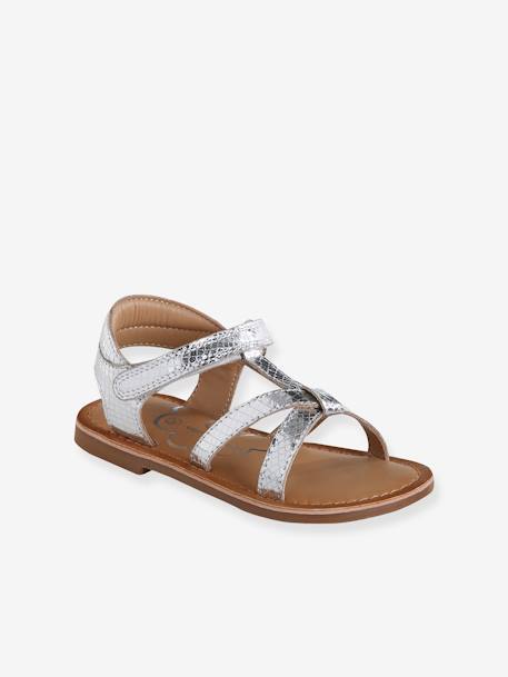 Sandales scratchées cuir enfant collection maternelle argent - vertbaudet enfant 