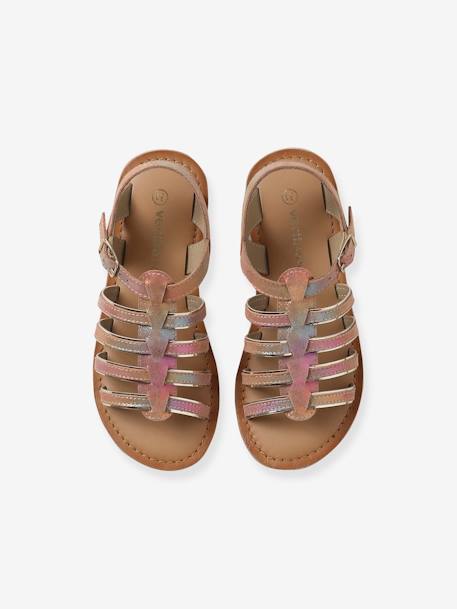 Leren sandalen met gespen voor meisjes CAMEL+karamel+meerkleurig+veel bruin - vertbaudet enfant 