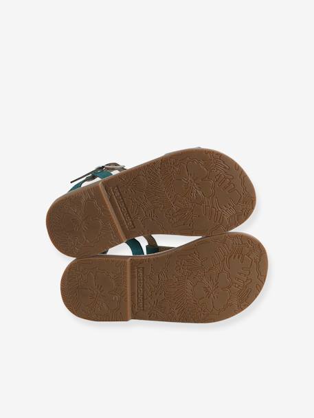 Leren sandalen voor meisjes, collectie kleuterschool bruin+JAUNE CLAIR METALLISE+turquoiseblauw - vertbaudet enfant 