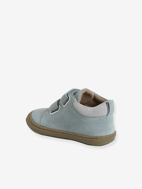 Babyslofjes van zacht leer met antislip blauw+bruin+chocoladebruin+felblauw+groen+jeansblauw+karamel+okergeel+saliegroen+veel bruin+zandbeige - vertbaudet enfant 