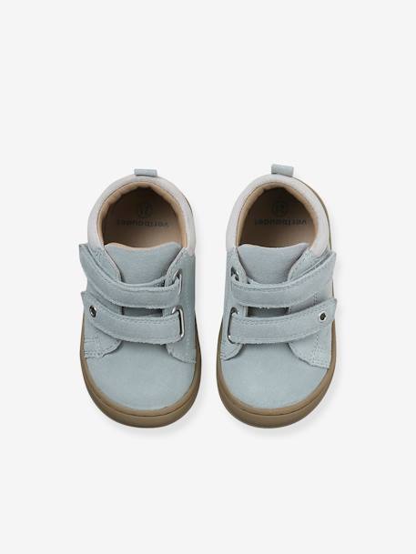 Babyslofjes van zacht leer met antislip blauw+bruin+chocoladebruin+felblauw+groen+jeansblauw+karamel+okergeel+saliegroen+veel bruin+zandbeige - vertbaudet enfant 