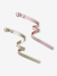 Meisje-Accessoires-Ceintuur-Vertbaudet 2-pack meisjesriem met hartjes