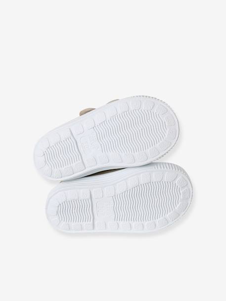 Canvas babysneakers met klittenband - Gemaakt in Frankrijk beige+fuchsia+rozen - vertbaudet enfant 