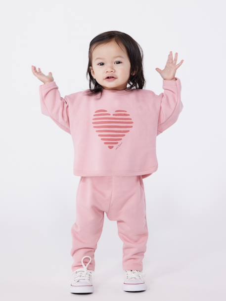 PETIT BATEAU katoenen baby sweat rozen - vertbaudet enfant 