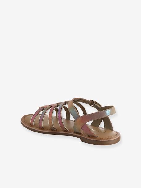 Leren sandalen met gespen voor meisjes CAMEL+karamel+meerkleurig+veel bruin - vertbaudet enfant 
