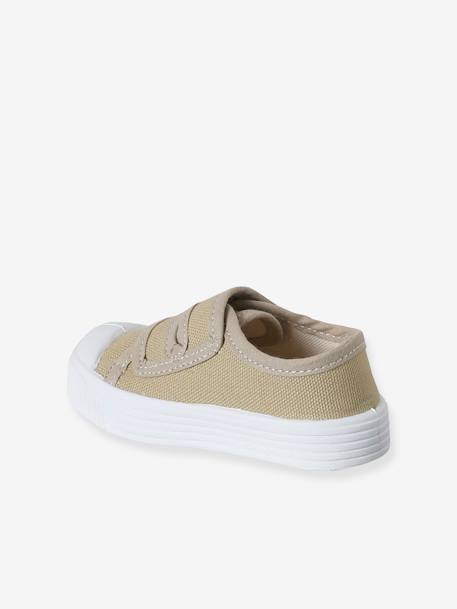 Canvas babysneakers met klittenband - Gemaakt in Frankrijk beige+fuchsia+rozen - vertbaudet enfant 