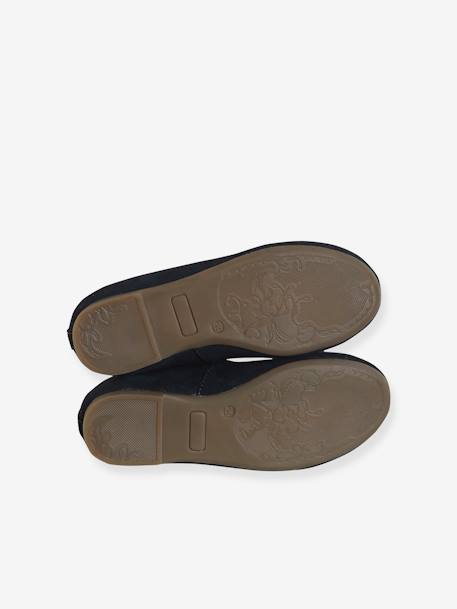 Glanzende leren ballerina's voor meisjes, collectie kleuterschool BEIGE VIF METALLISE+BLEU FONCE METALLISE - vertbaudet enfant 