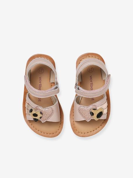 Sandales scratchées en cuir bébé lot rose - vertbaudet enfant 