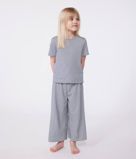 Pyjama enfant manches courtes jambes amples rayé marine - vertbaudet enfant 