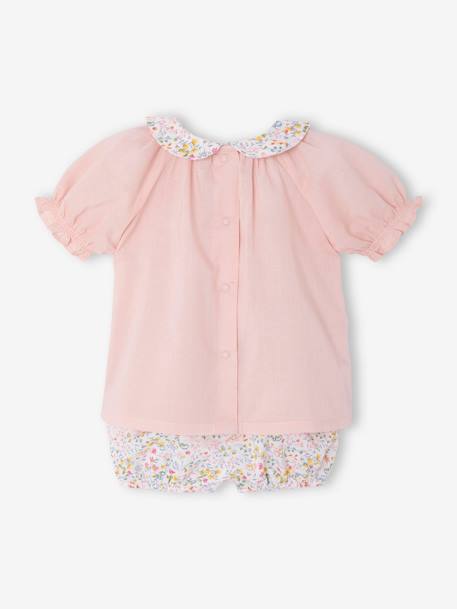 Ensemble short et T-shirt naissance fleuri rose - vertbaudet enfant 